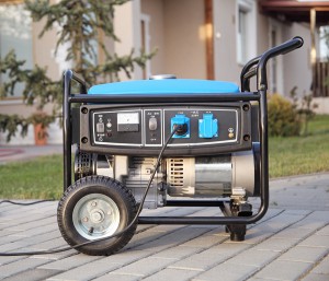 Gasoline powered portable generator at home .